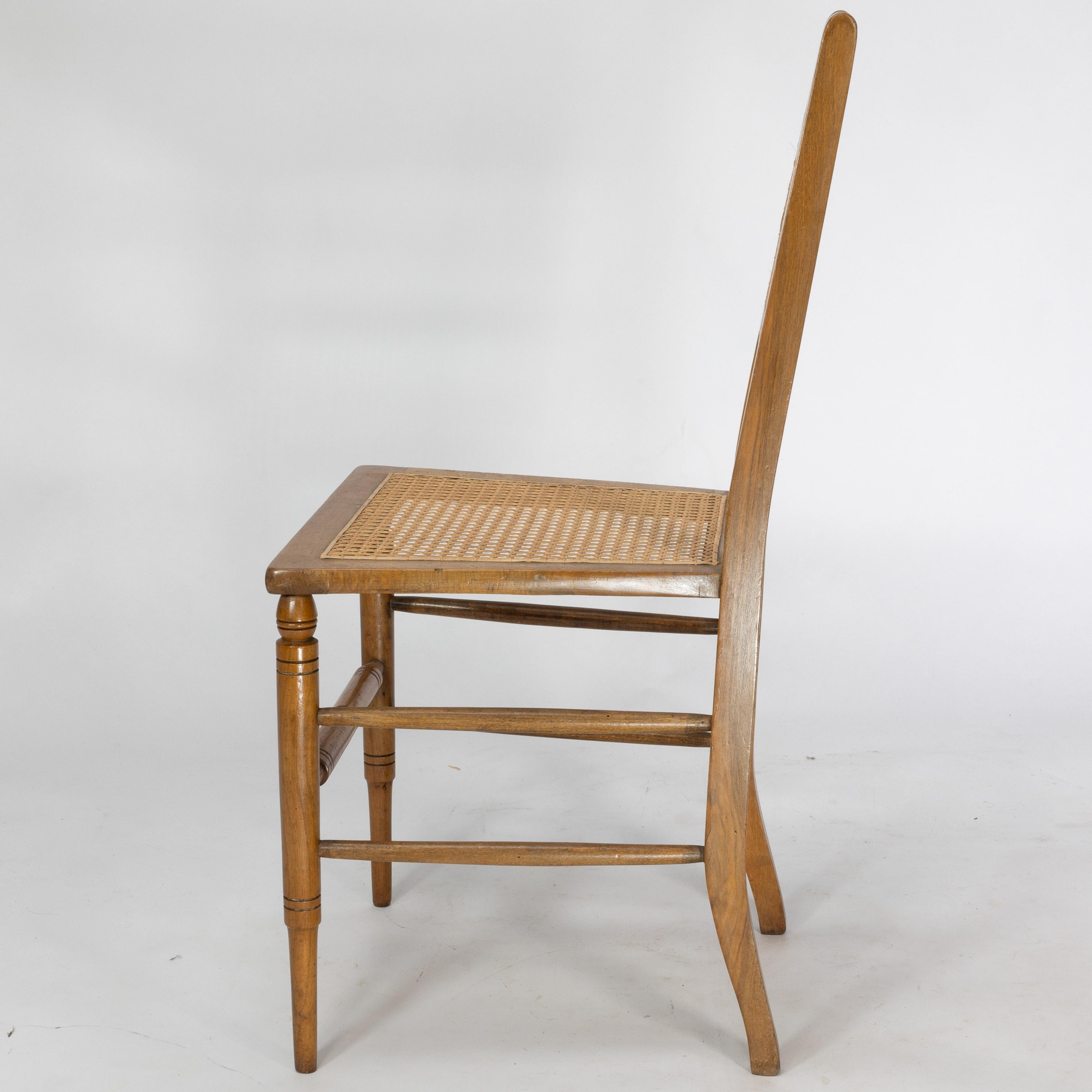 19th Century E W Godwin (attributed). A set of four Anglo-Japanese cane seat chairs For Sale