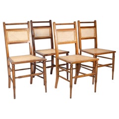 Antique E W Godwin (attributed). A set of four Anglo-Japanese cane seat chairs
