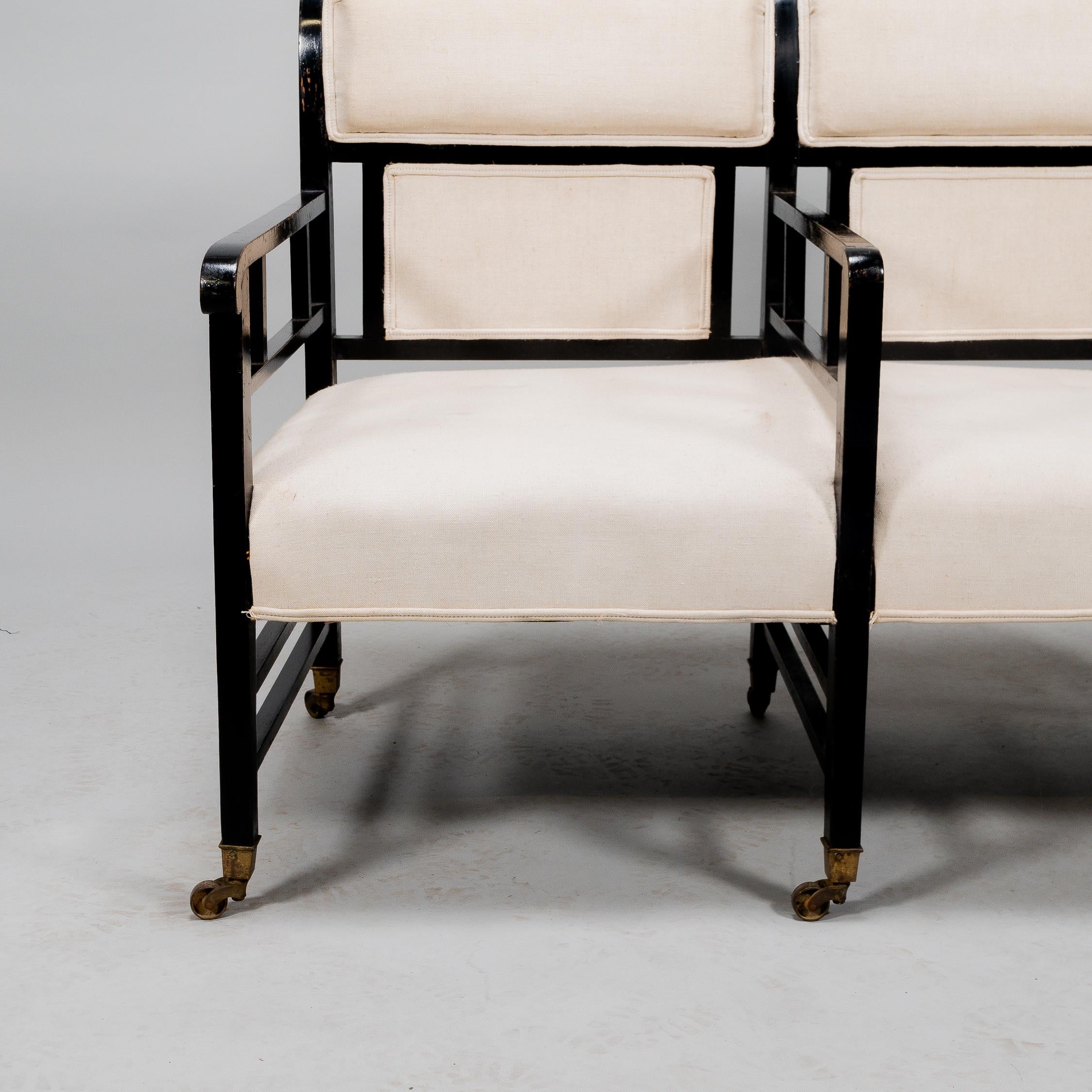 E W Godwin (attributed). An Anglo-Japanese ebonized duet or conversation settee. For Sale 7