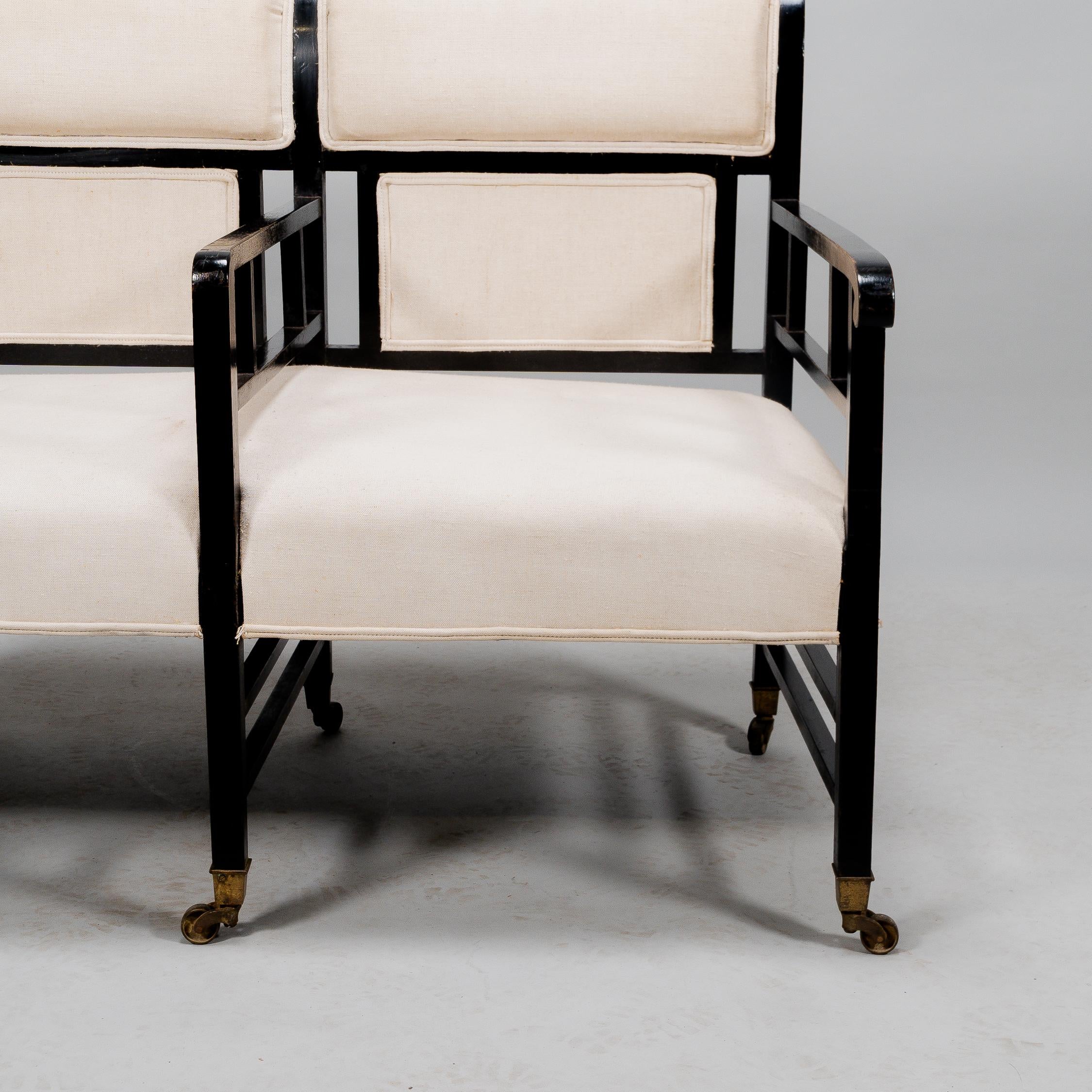 E W Godwin (attributed). An Anglo-Japanese ebonized duet or conversation settee. For Sale 8