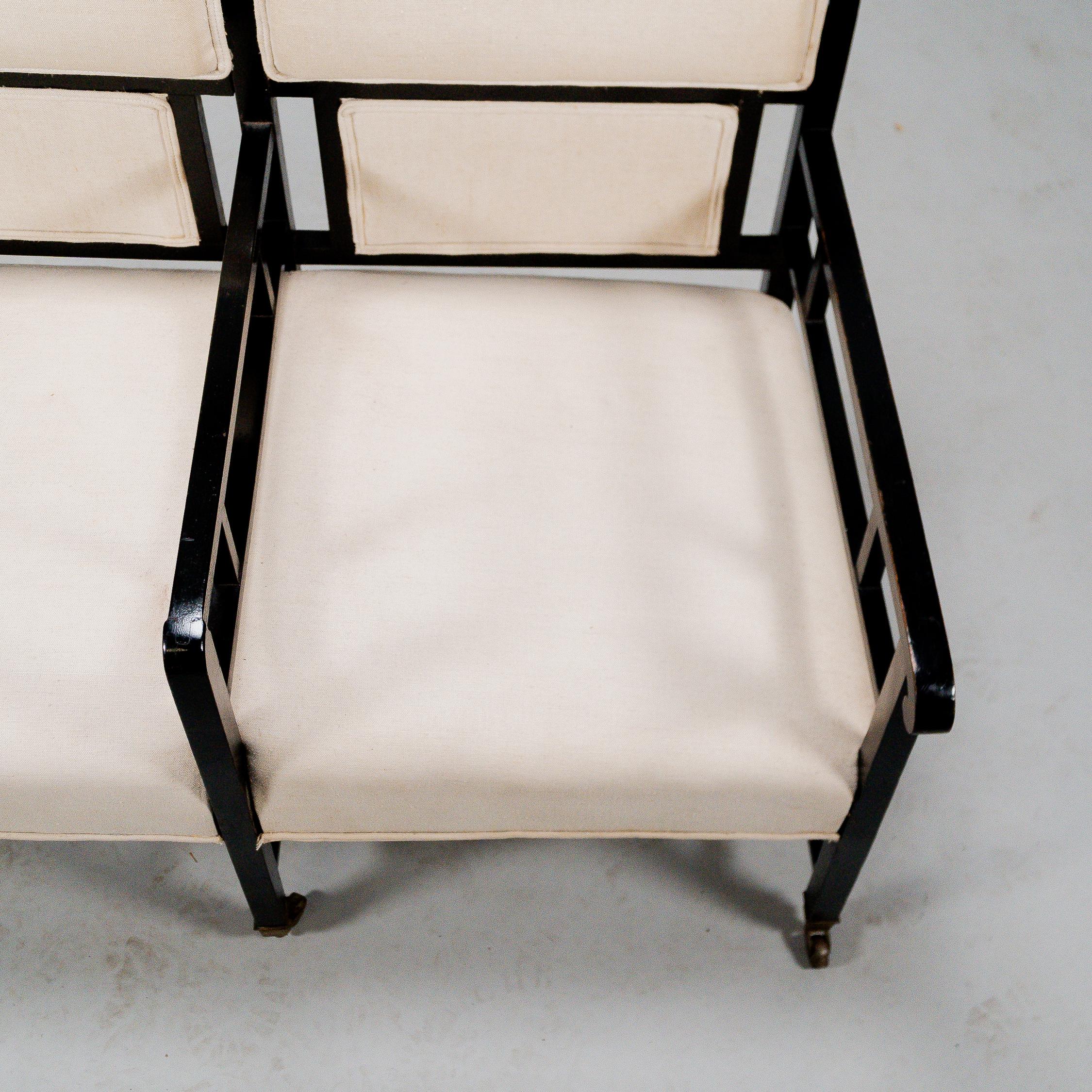E W Godwin (attributed). An Anglo-Japanese ebonized duet or conversation settee. For Sale 12