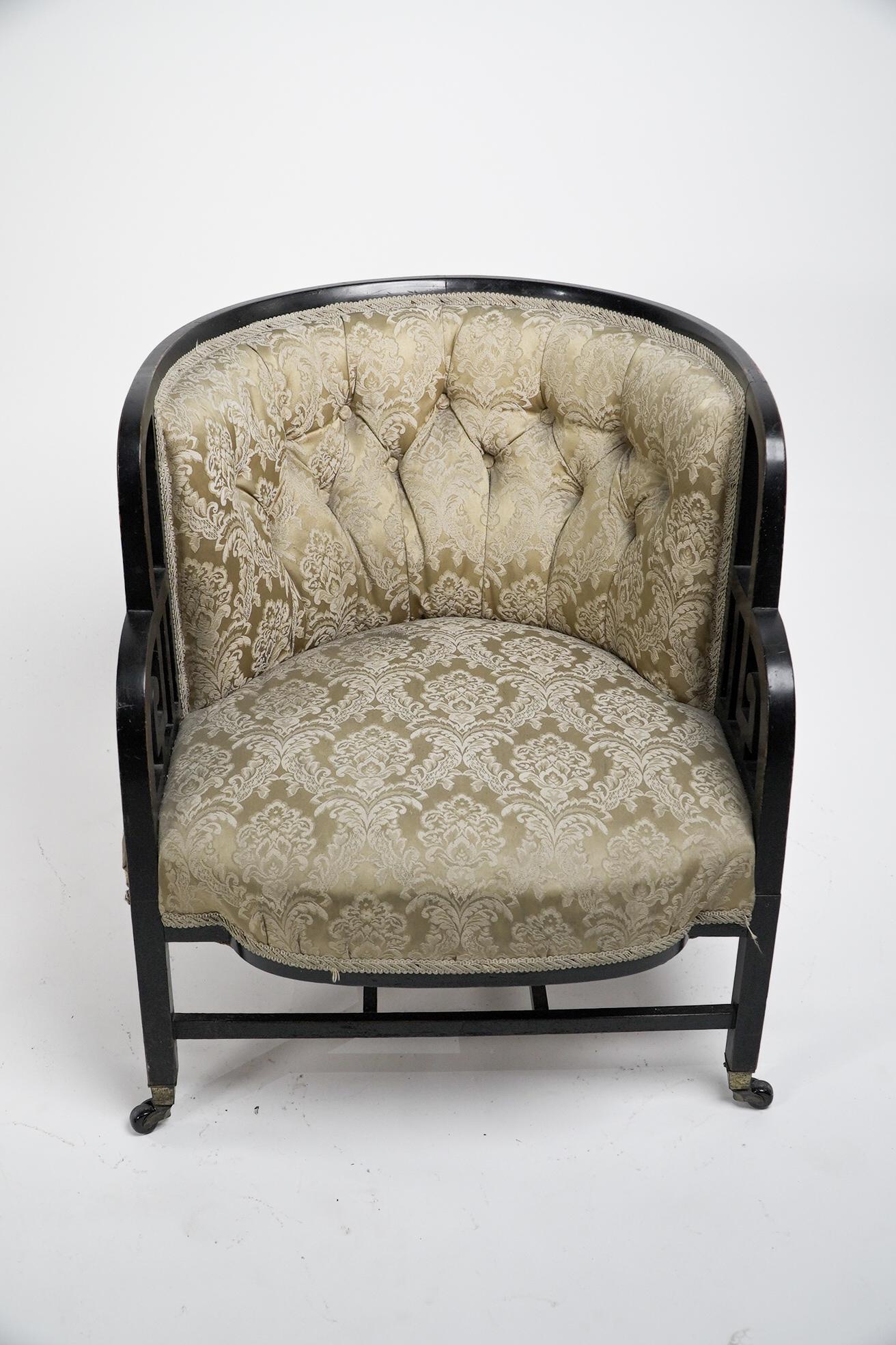 English E W Godwin (attributed). An Anglo-Japanese ebonized walnut lounge chair For Sale