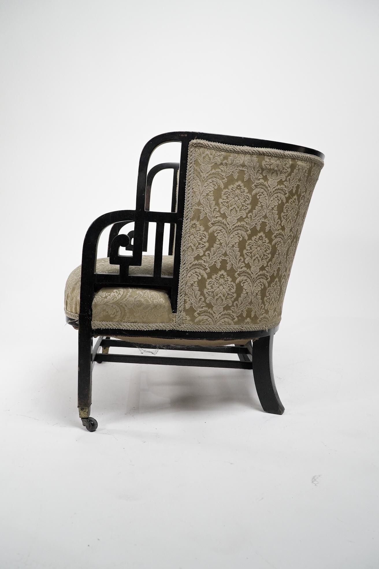 Ebonized E W Godwin (attributed). An Anglo-Japanese ebonized walnut lounge chair For Sale