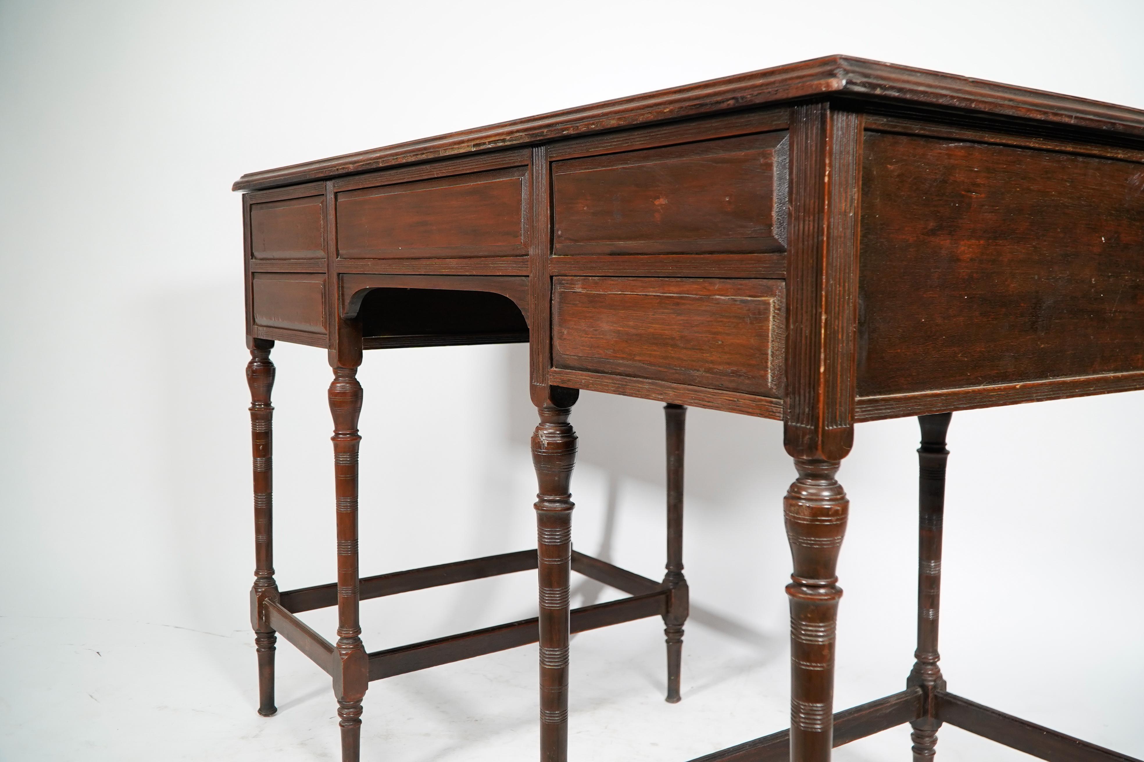 E W Godwin attr for Collinson & Lock. An Aesthetic Movement walnut writing table For Sale 12