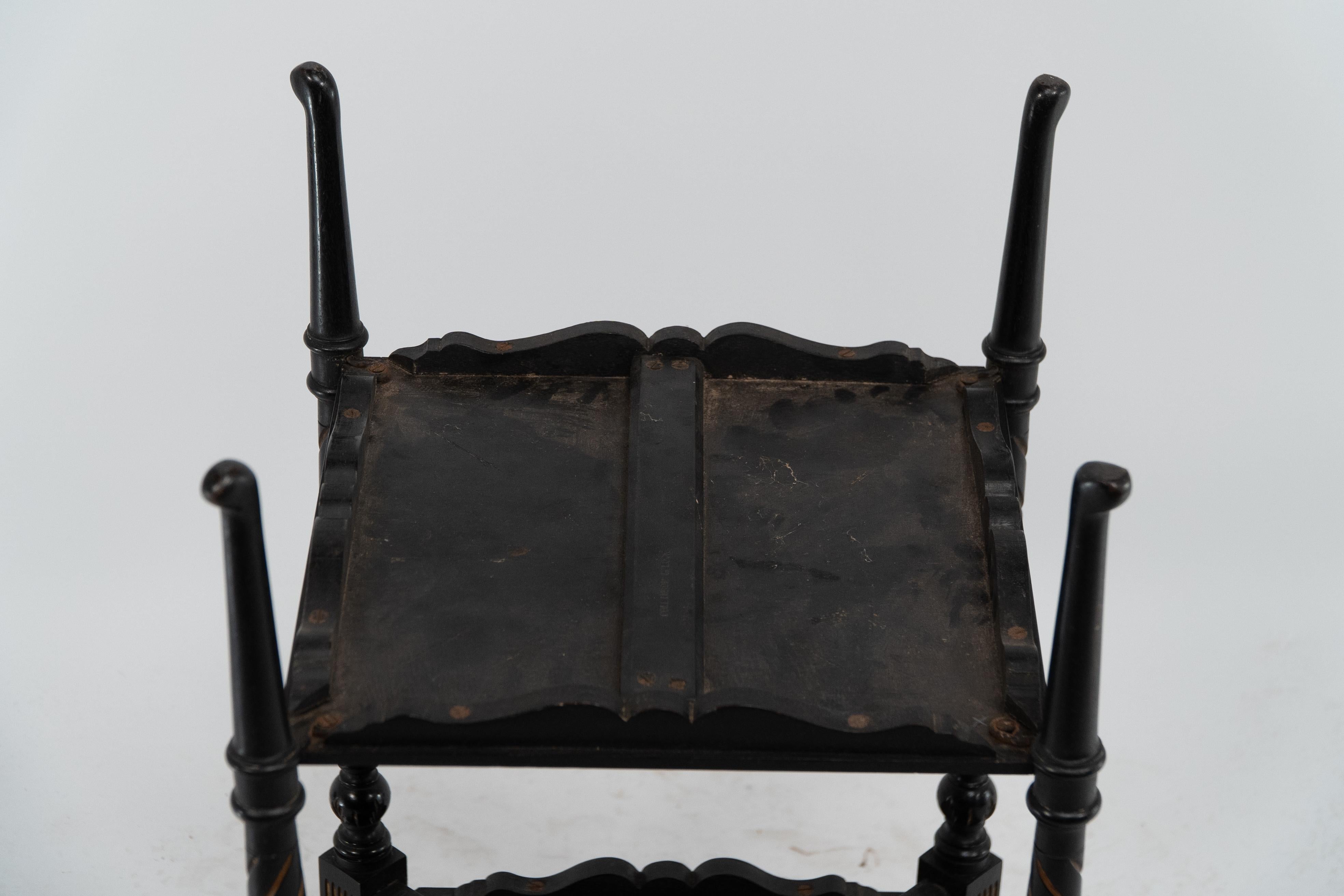 E W Godwin for Collinson & Lock An ebonised & parcel gilt side table chess table For Sale 7