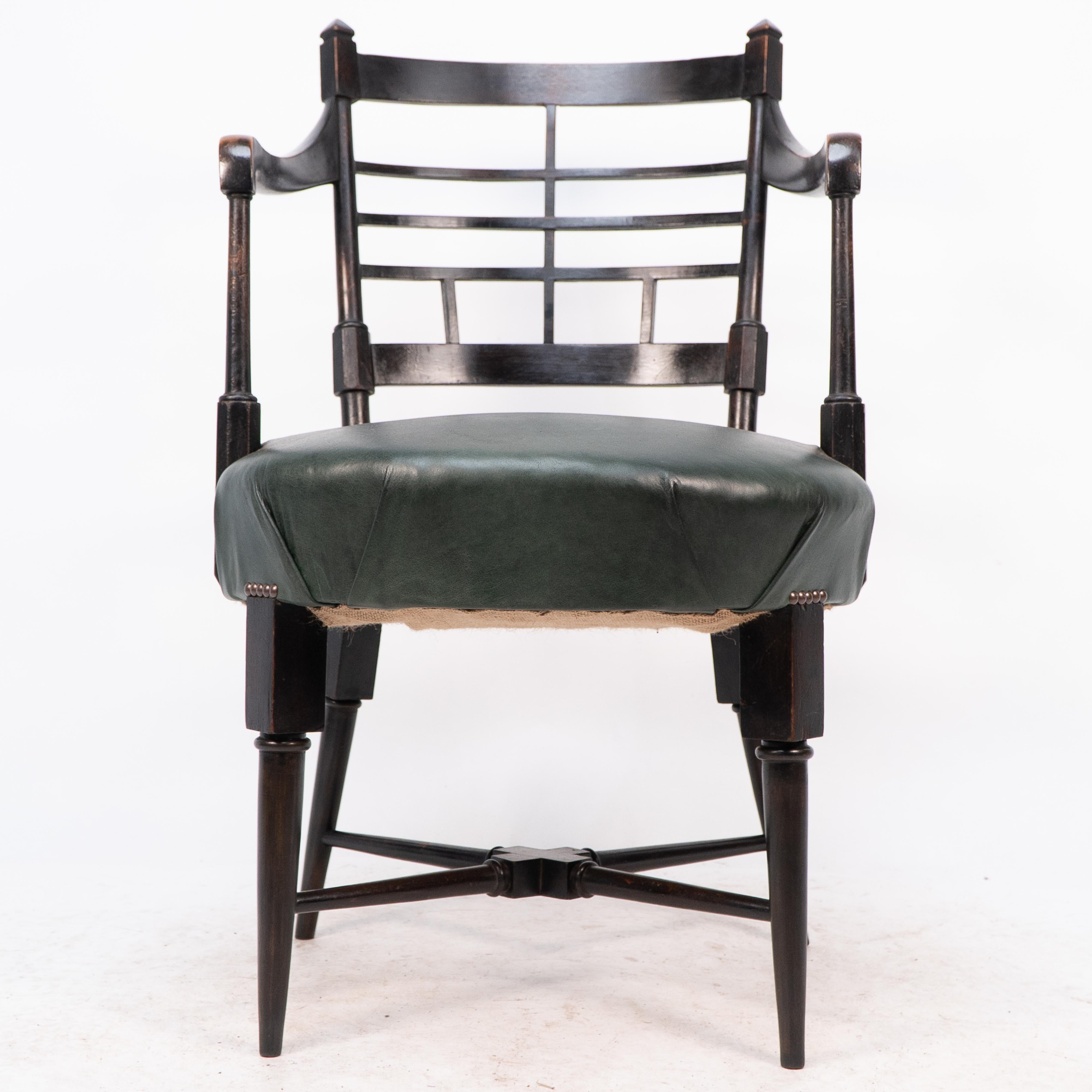 E W Godwin for William Watt. An Anglo-Japanese Old English or Jacobean armchair For Sale 6