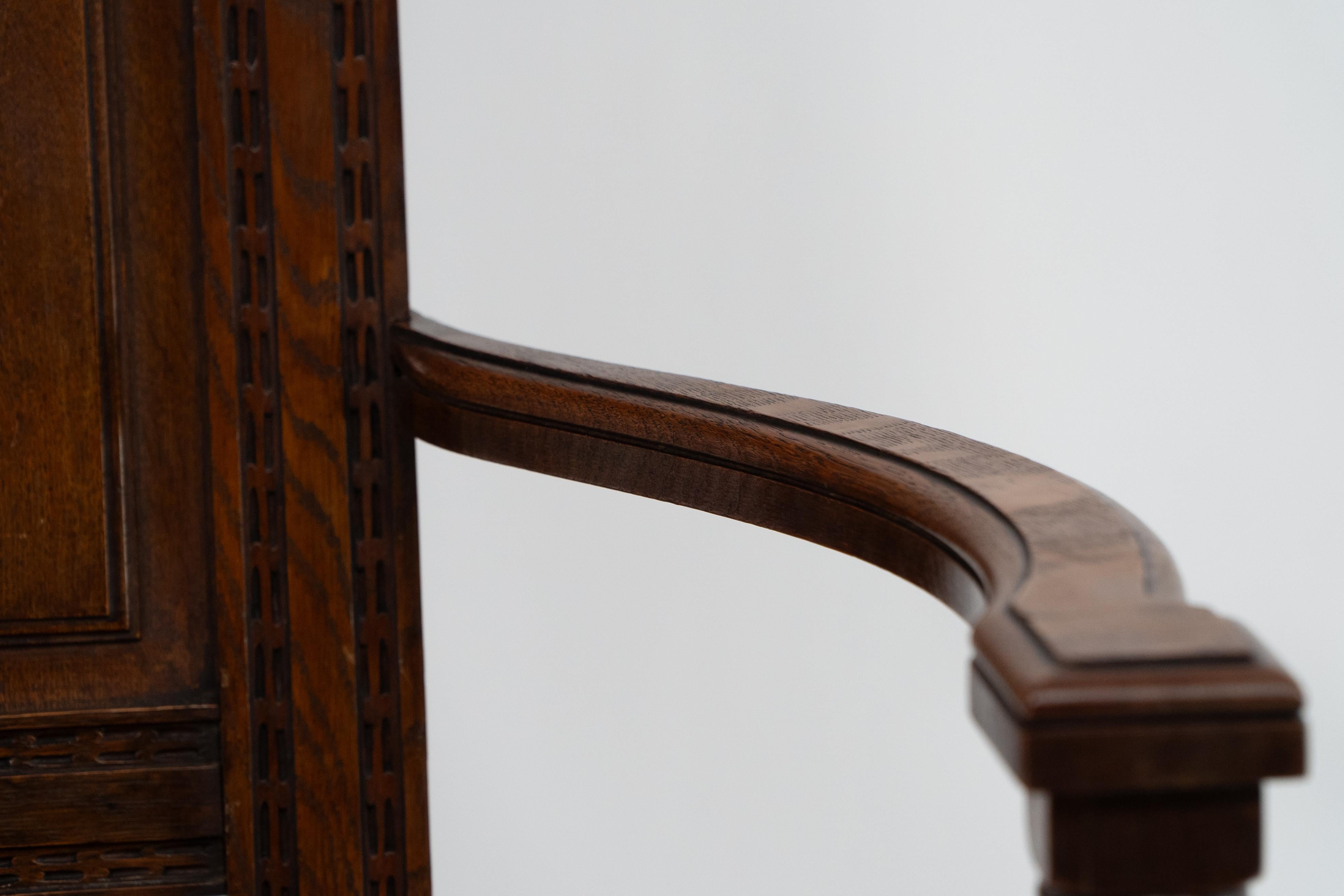 E W Godwin for William Watt. An oak Shakespeare armchair. One of only four known For Sale 1