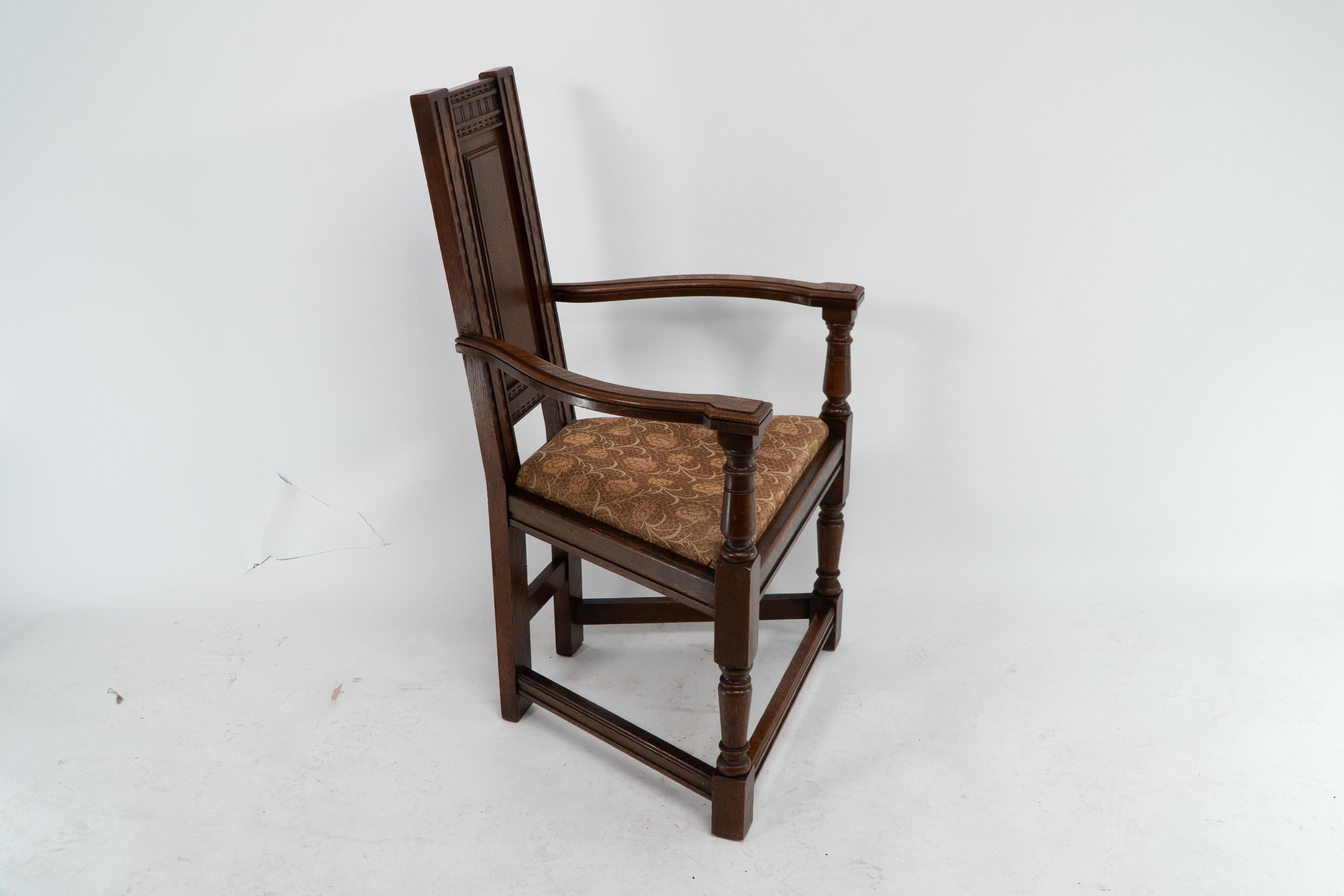 Aesthetic Movement E W Godwin for William Watt. An oak Shakespeare armchair. One of only four known For Sale