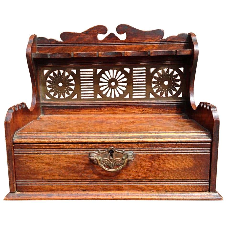 American Aesthetic Movement Ornate Cast Bronze Casket Humidor Box with ...