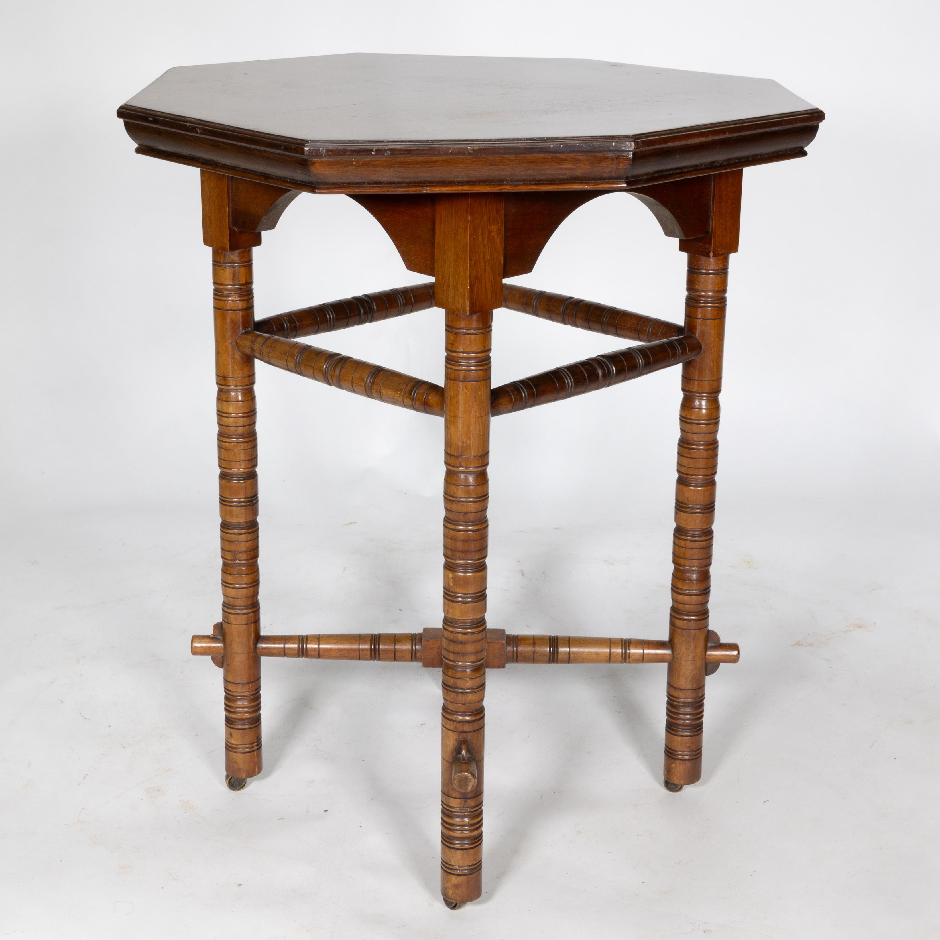 Walnut E W Godwin (style of). An Aesthetic Movement walnut octagonal table For Sale