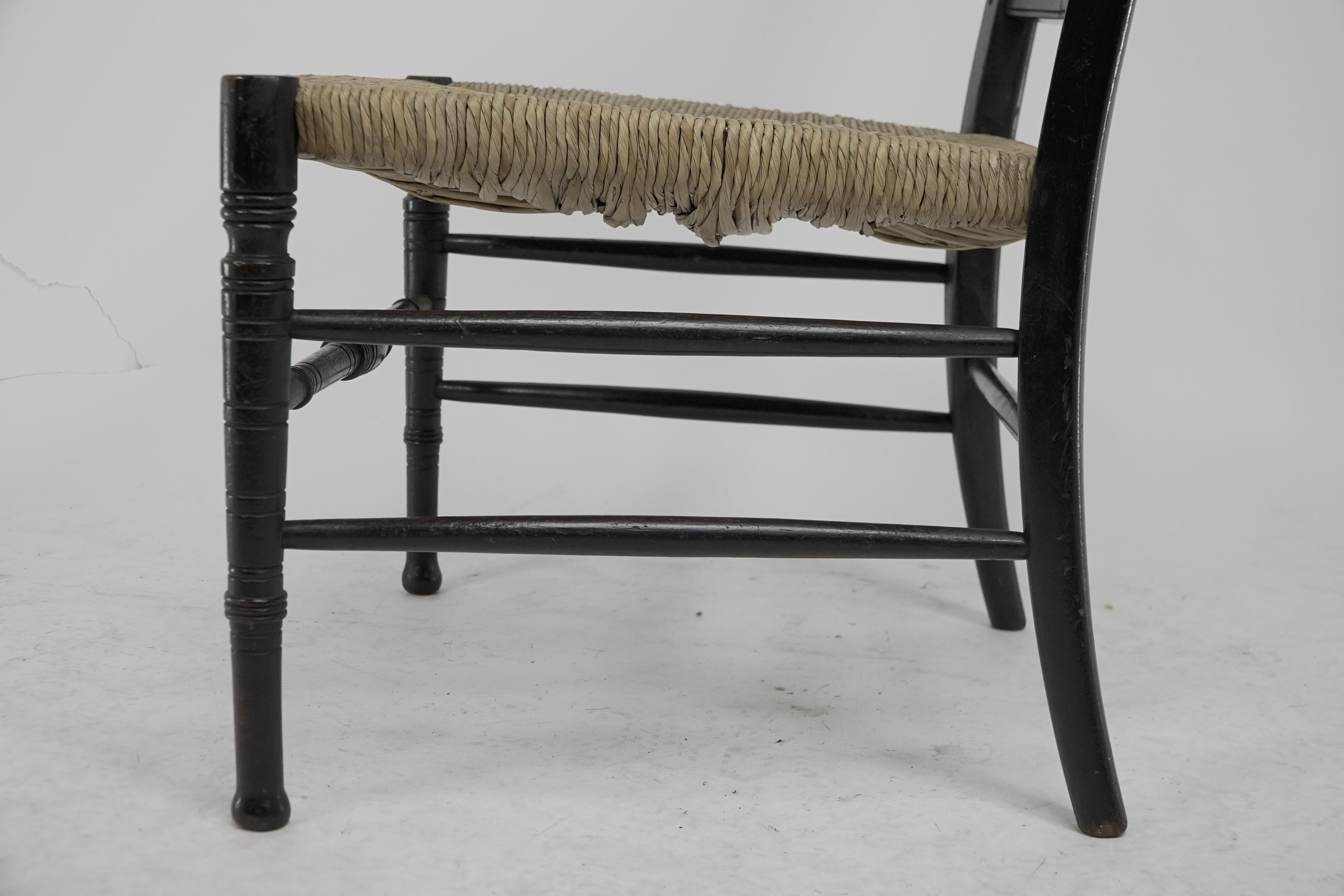 E W Godwin (style of). An Anglo-Japanese ebonized side chair For Sale 8