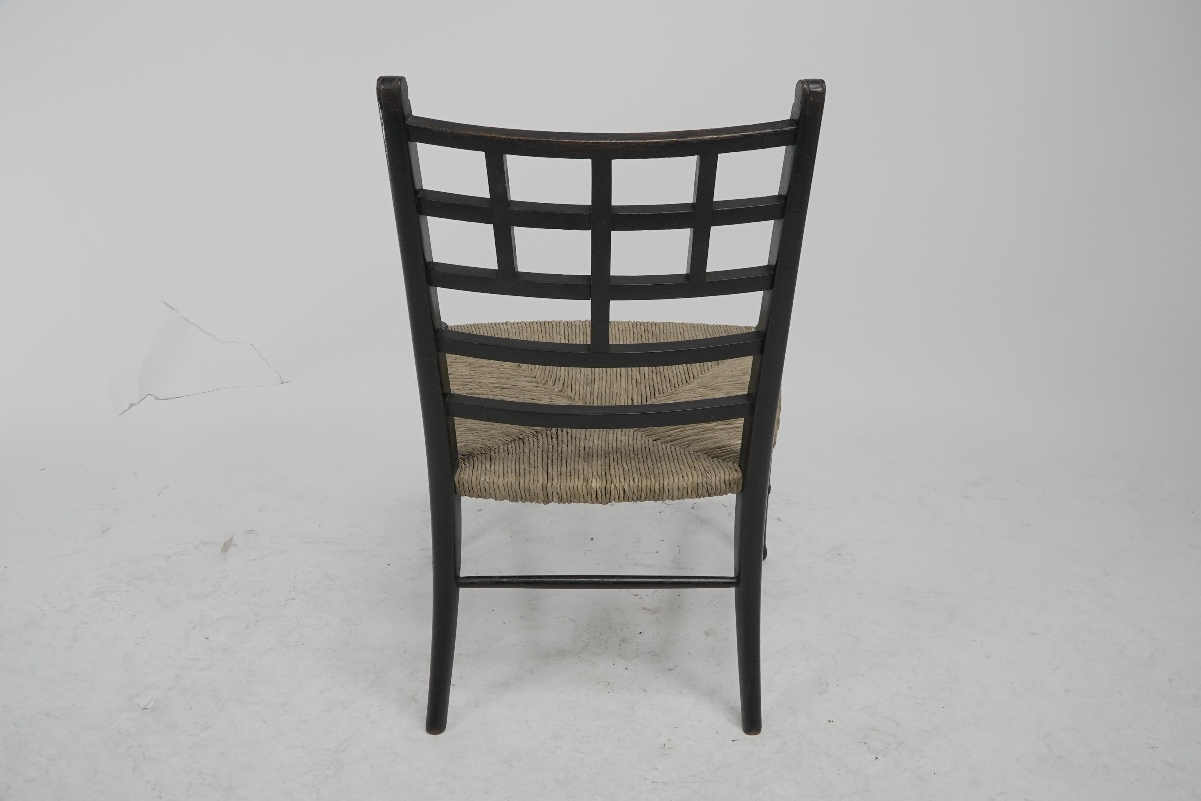 E W Godwin (style of). An Anglo-Japanese ebonized side chair For Sale 10