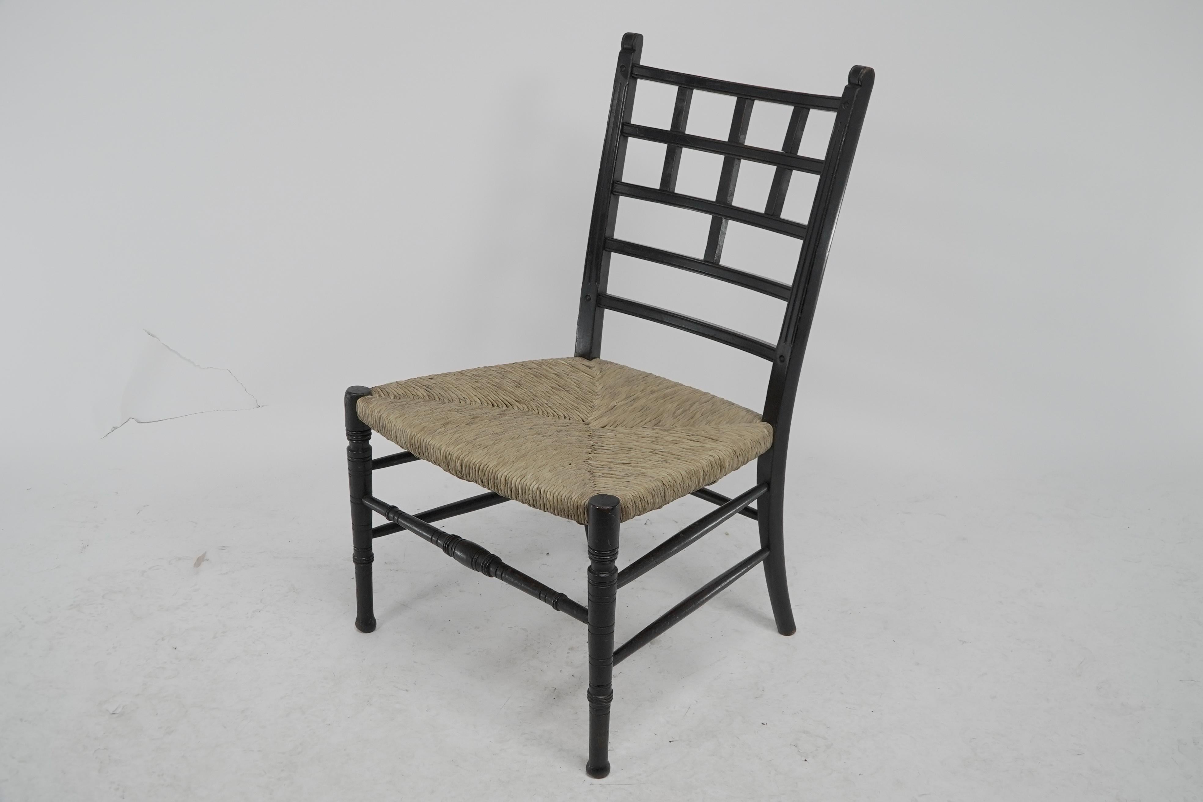 English E W Godwin (style of). An Anglo-Japanese ebonized side chair For Sale