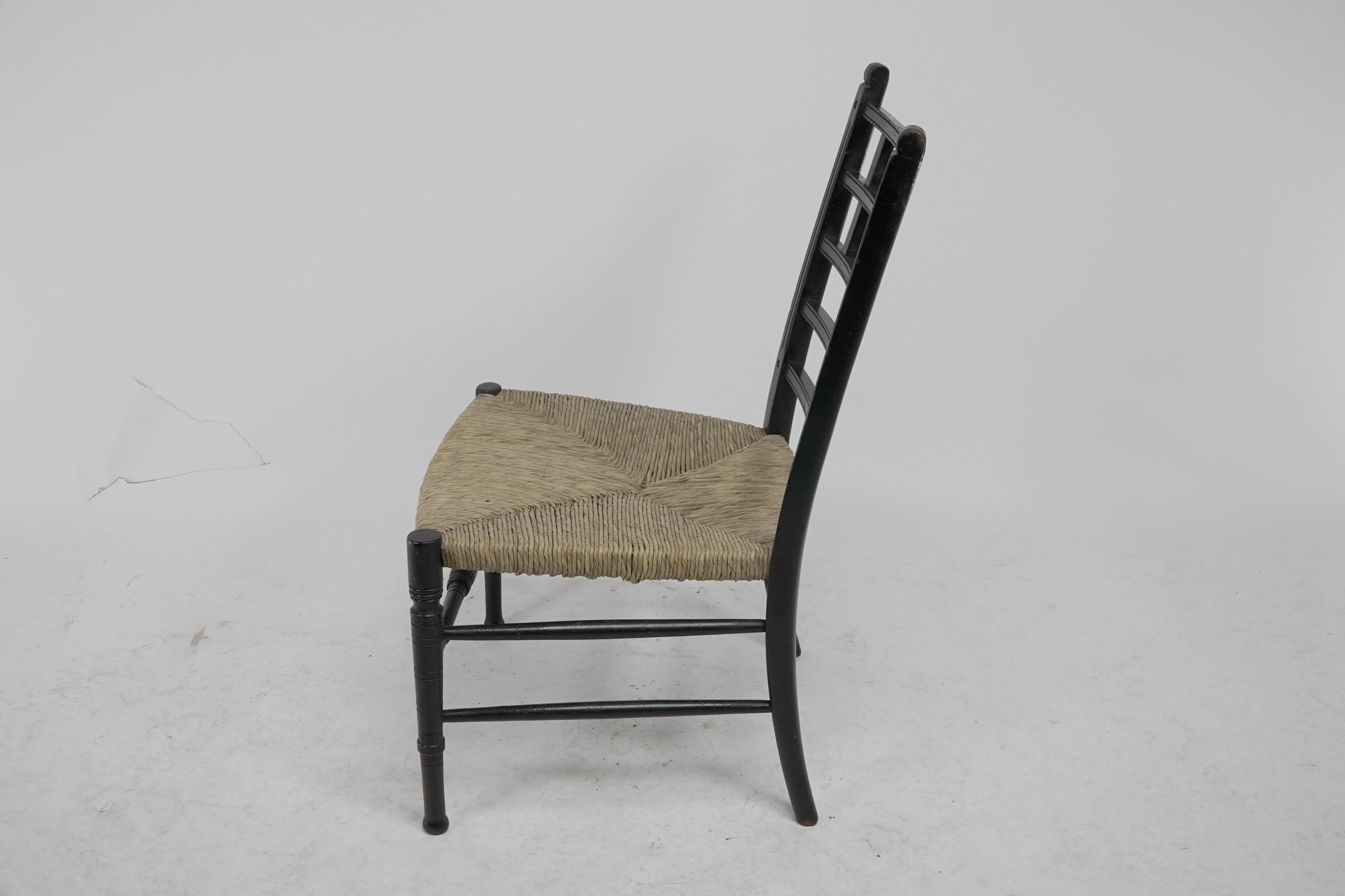 Ebonized E W Godwin (style of). An Anglo-Japanese ebonized side chair For Sale