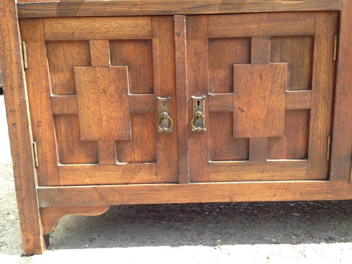 19th Century E W Godwin Style of, an Anglo-Japanese Walnut Double Armoire Wardrobe Compactum For Sale