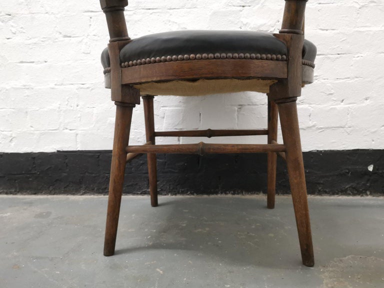 E W Godwin Style of Jacobean or Old English Aesthetic Movement Oak Armchair For Sale 8