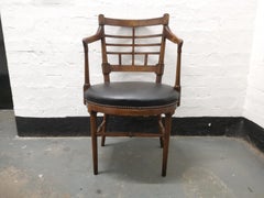 E W Godwin Style of Jacobean or Old English Aesthetic Movement Oak Armchair