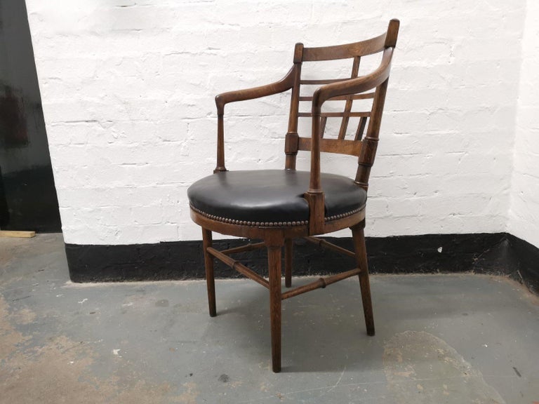 Hand-Crafted E W Godwin Style of Jacobean or Old English Aesthetic Movement Oak Armchair For Sale