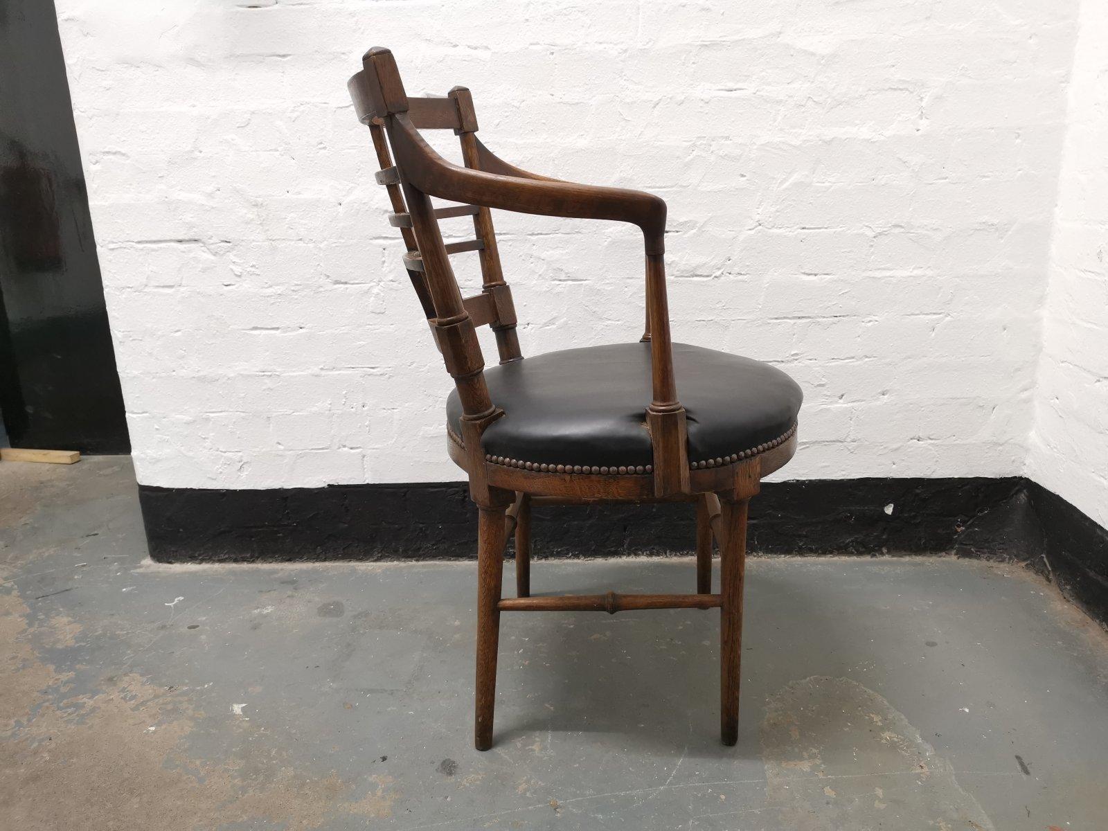 Hand-Crafted E W Godwin Style of Jacobean or Old English Aesthetic Movement Oak Armchair For Sale