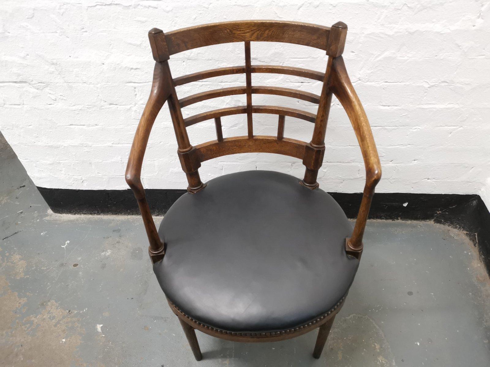 Early 19th Century E W Godwin Style of Jacobean or Old English Aesthetic Movement Oak Armchair For Sale