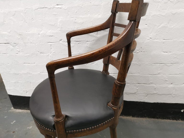 E W Godwin Style of Jacobean or Old English Aesthetic Movement Oak Armchair For Sale 4