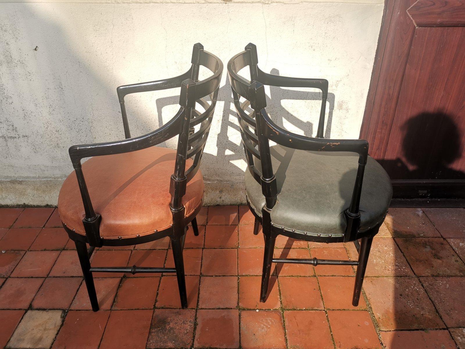 E W Godwin Style of Two Jacobean or Old English Aesthetic Movement Armchairs In Good Condition For Sale In London, GB