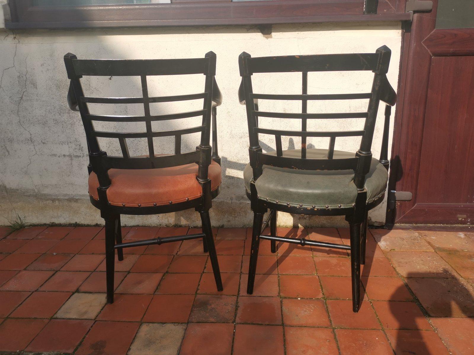 E W Godwin Style of Two Jacobean or Old English Aesthetic Movement Armchairs For Sale 1