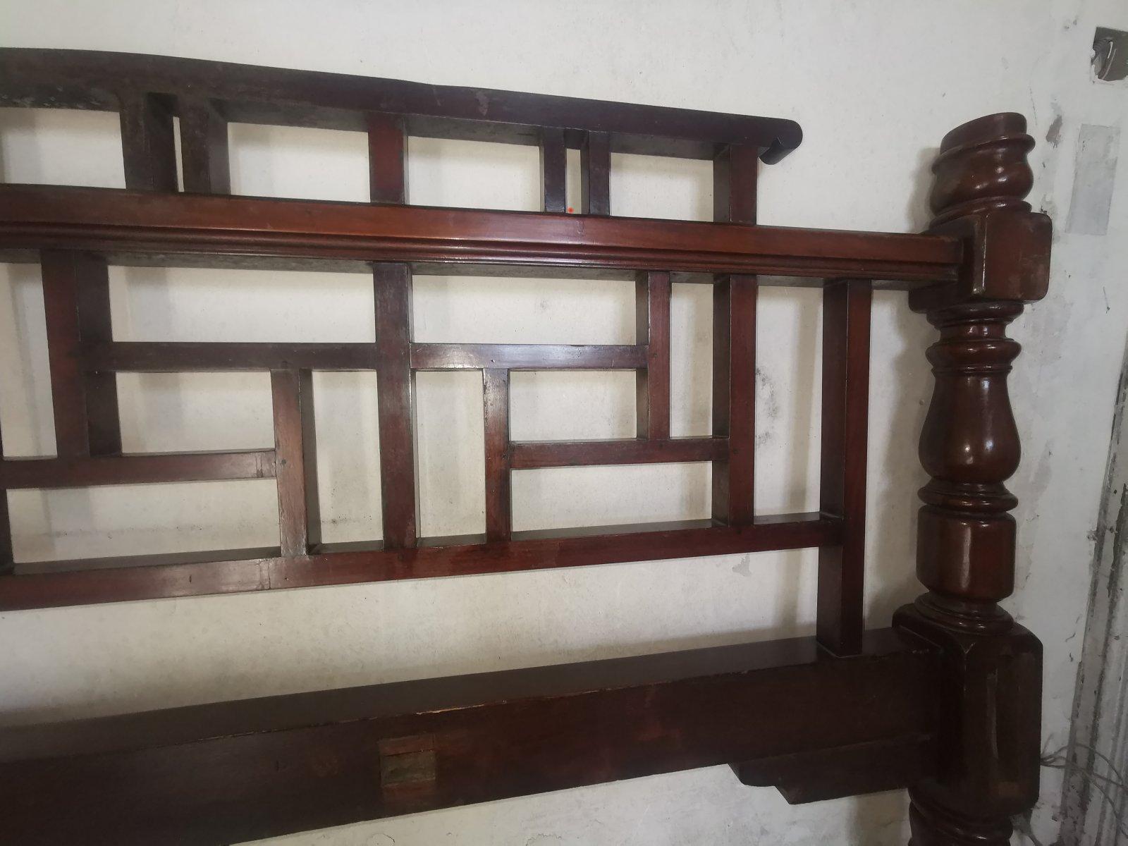 E W Godwin Style Rare Anglo-Japanese Walnut Double Bed with Lattice Work Details For Sale 4