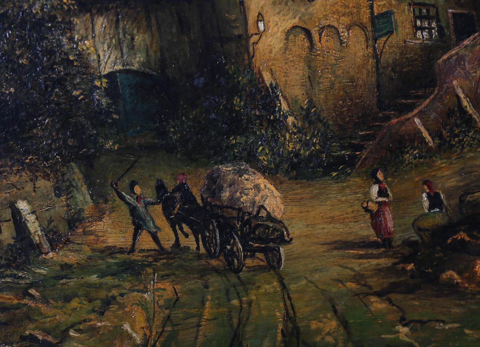 E. W. Moule  - 1940 Óleo, Puesta de sol sobre la ciudad portuaria 4