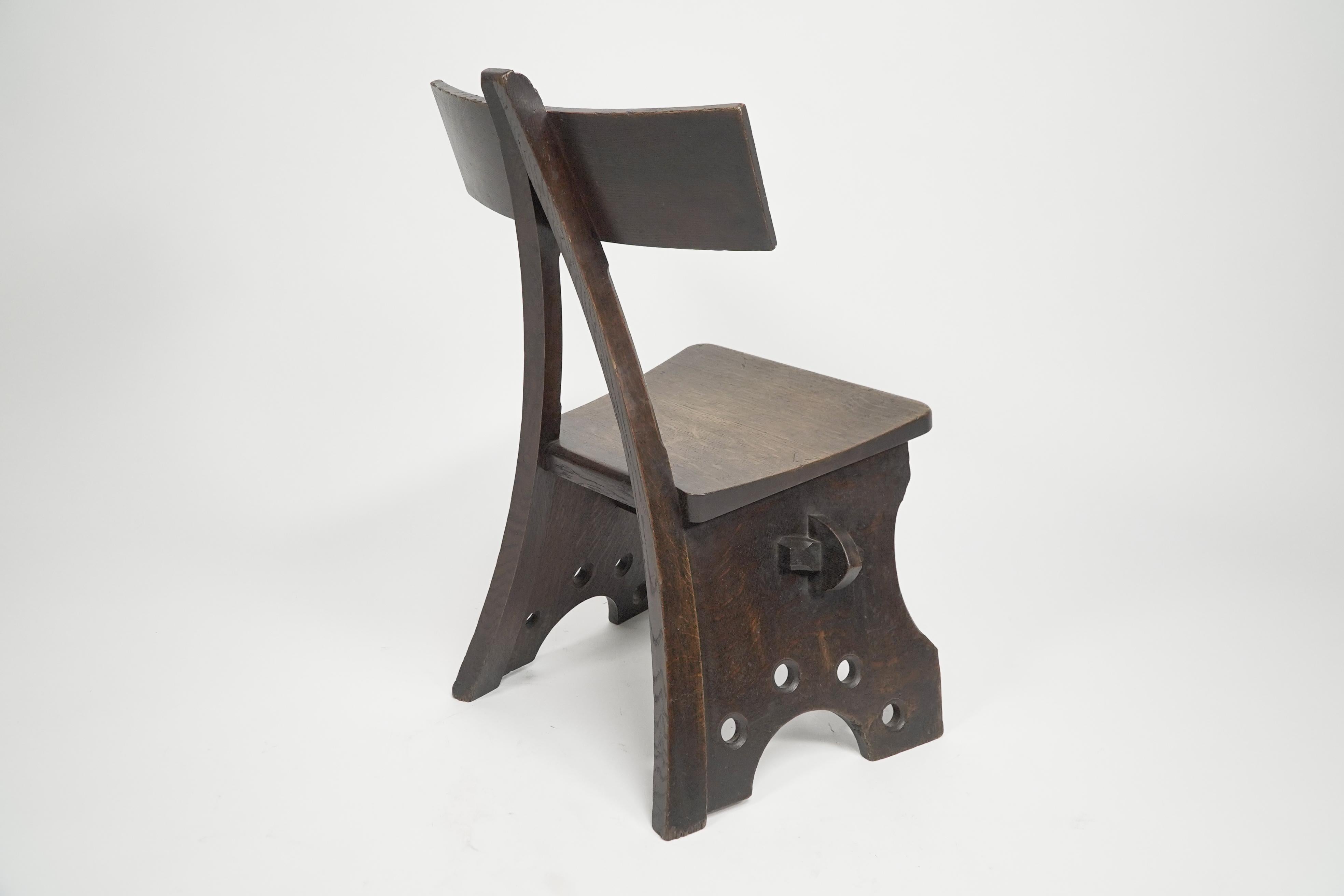 Late 19th Century E W Pugin. Gothic Revival oak chair designed for the Granville Hotel in Ramsgate For Sale