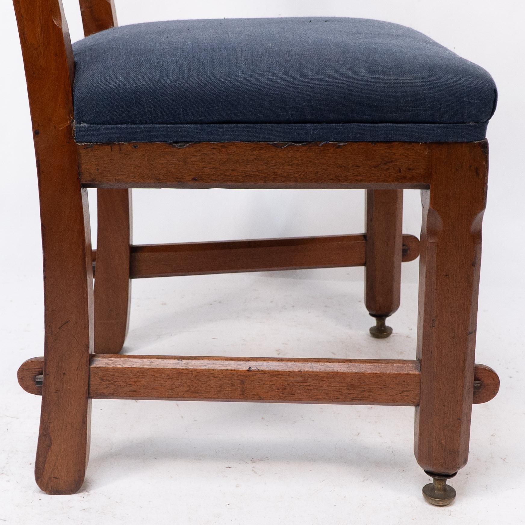 E W Pugin. A walnut side chair with curvaceous back rest with oak pegs For Sale 3