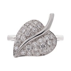 E Wolfe and Company 18ct White Gold Diamond-Set Leaf Ring