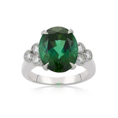 E Wolfe and Company 18ct White Gold Tsavorite Garnet and Diamond Cocktail Ring