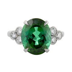 E Wolfe and Company 18ct White Gold Tsavorite Garnet and Diamond Cocktail Ring