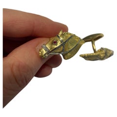 Gemelli a testa di cavallo in oro giallo 18 carati fatti a mano da E. Wolfe & Company
