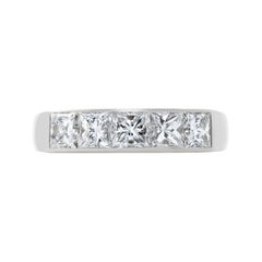 E Wolfe and Company Handmade Five-Stone Princess-Cut Diamond Ring in Platinum