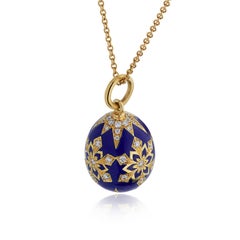 18 Carat Yellow Gold Enamelled Egg Pendant with Diamond-Set Detail