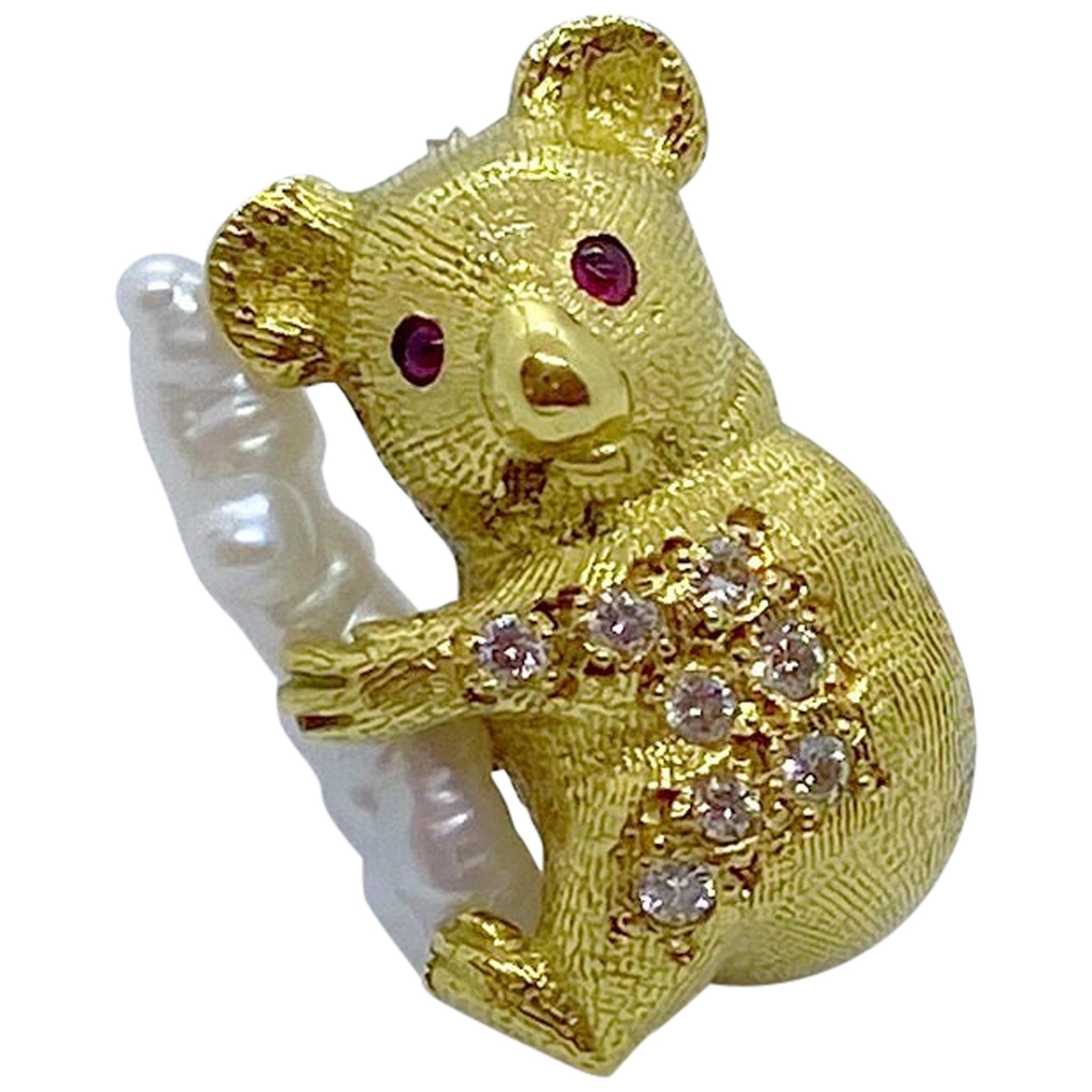 Vintage Art Deco Style Acrylic Australian Koala Bear Brooch Broach Pin Gift 