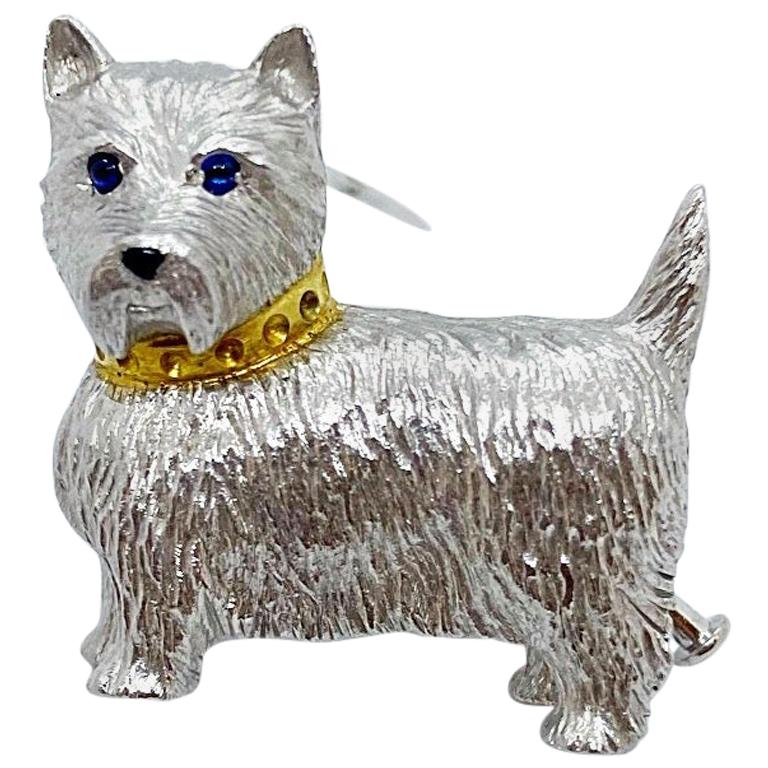 E. Wolfe & Co. 18 Karat White Gold "Westie" Dog Brooch