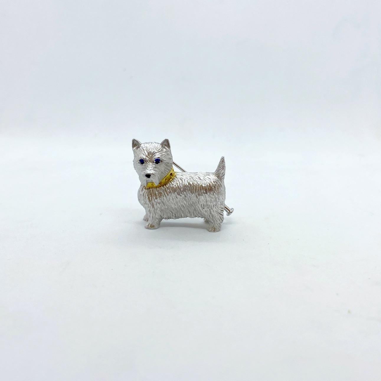 E. Wolfe & Co is a family-run fine jewellery manufacturing Workshop, established in 1850 and located in central London. They specialize in creating beautiful bespoke pieces.
This adorable Westie brooch is the perfect example of their exquisite