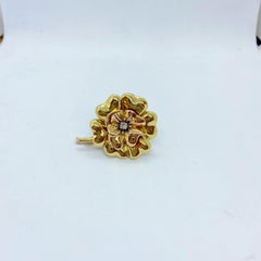 E. Wolfe & Co. 18 Karat Rose and Yellow Gold Flower Brooch with Diamond
