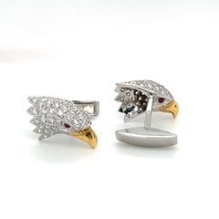 E. Wolfe & Co. 18kt White Gold Diamond 2.55ct Eagle Head Cuff Links