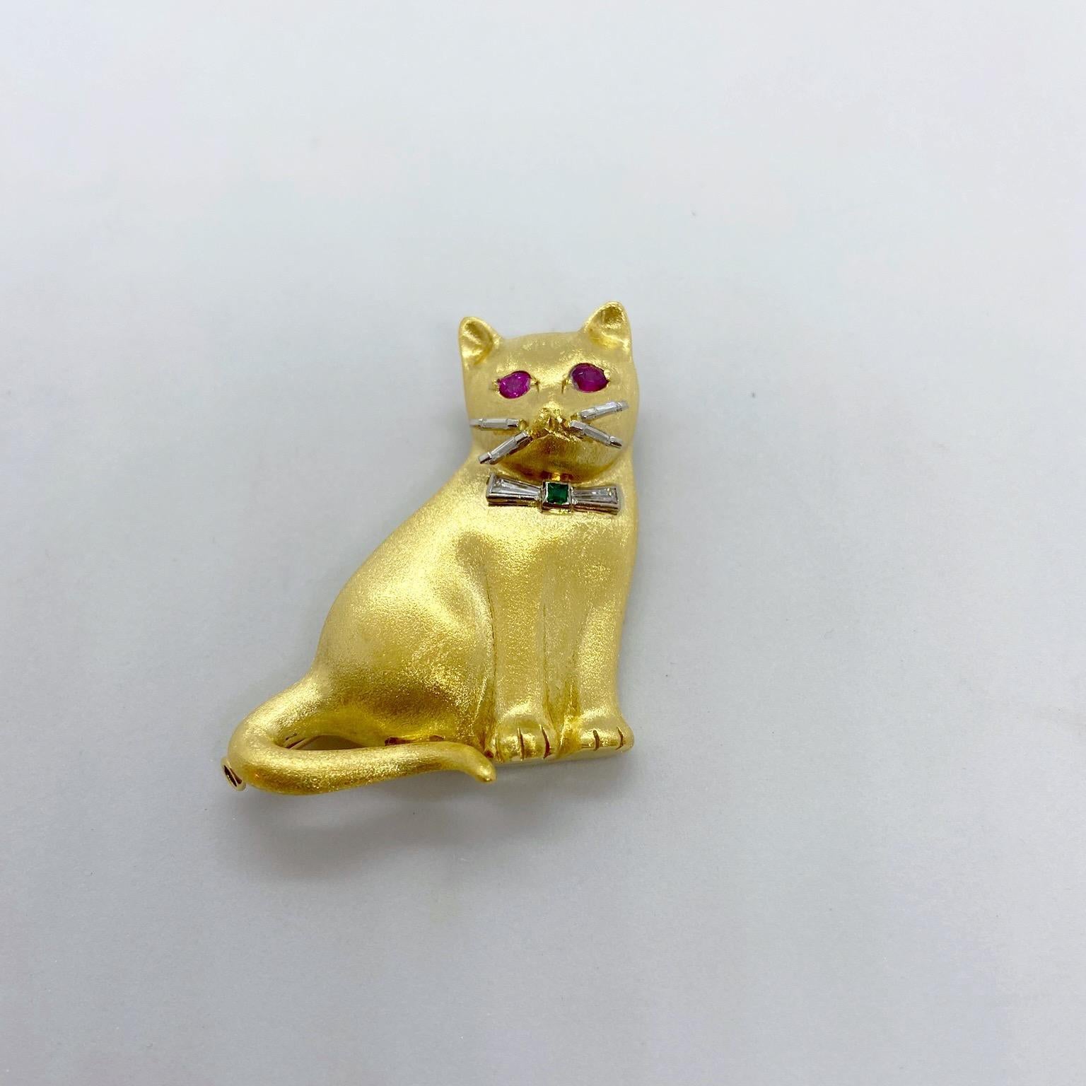 diamond cat brooch