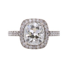 E Wolfe & Co 2.03 carats I VS2 Old Cushion Cut Diamond Cluster Ring in Platinum