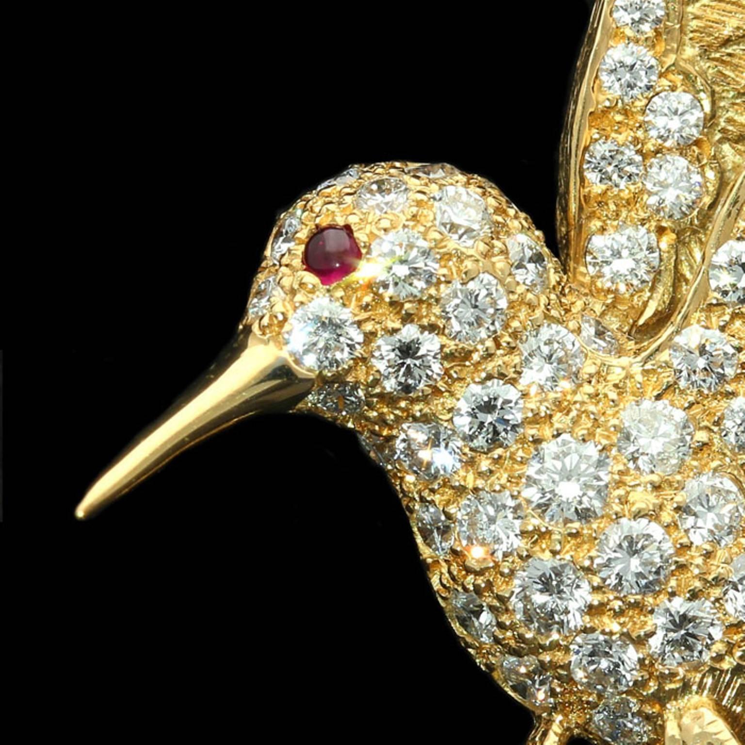 gold hummingbird brooch