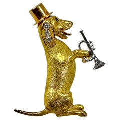 E. Wolfe & Co. Vintage Musical Dachshund with Diamonds and Sapphires