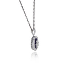 18 Carat White Gold Enamel and Diamond-Set Flower Pendant