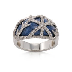 18ct White Gold Blue Enamel and Diamond "Frost" Ring
