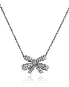 18ct White Gold Diamond-Set Bow Pendant