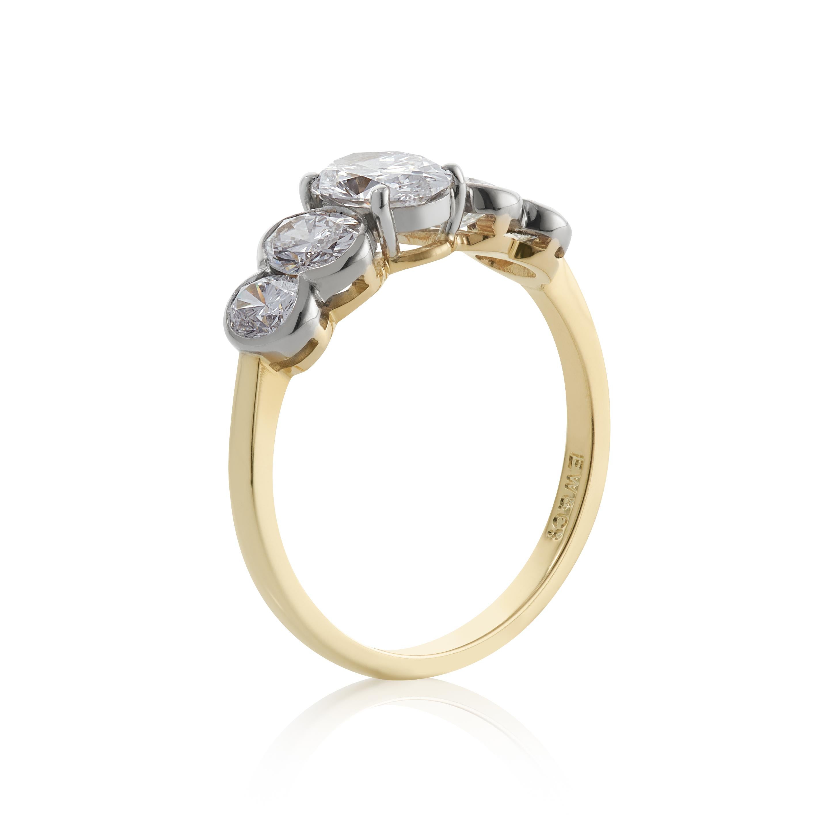 5 stone oval diamond ring